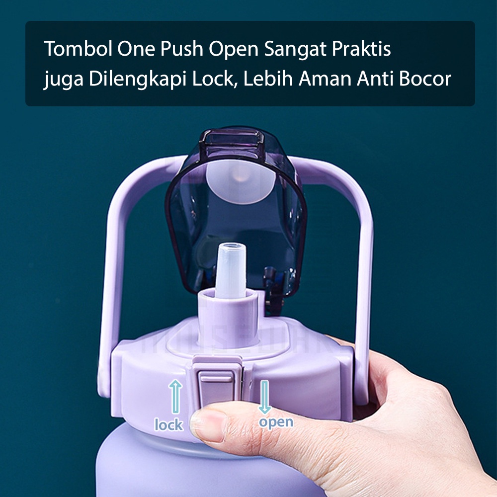 HUGO Botol Minum Pelangi Gradasi 2 Liter Motivation Gratis Stiker 2000 mL BPA FREE