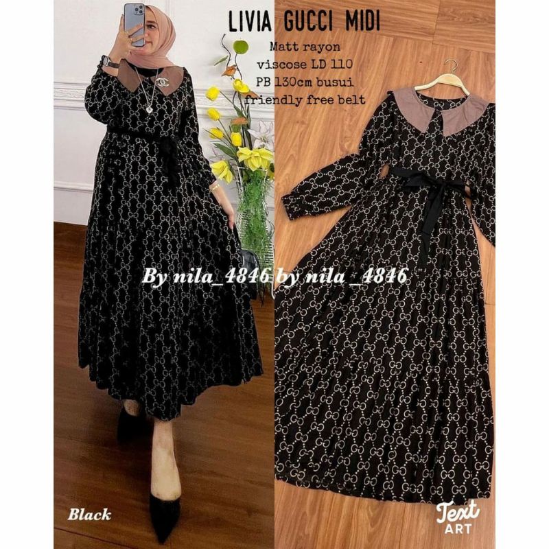 Livia gucci midi gamis rayon
