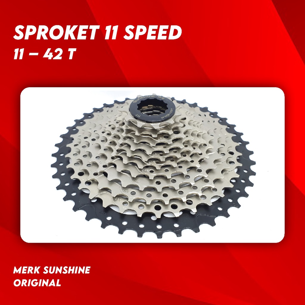 Sprocket Sepeda Cassette 11 Speed Sunshine 11 – 42T Sun Shine Lipat MTB Road Bike 42 T Ratio terbaru