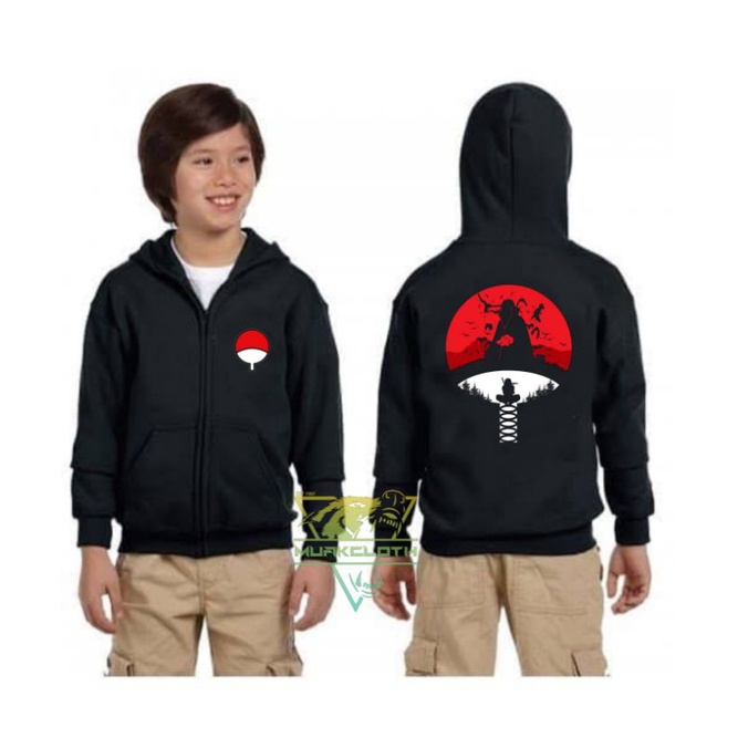 Jaket Zipper Anak Uchiha Anime Naruto Terbaru - Jaket Anak Anime - Muakcloth