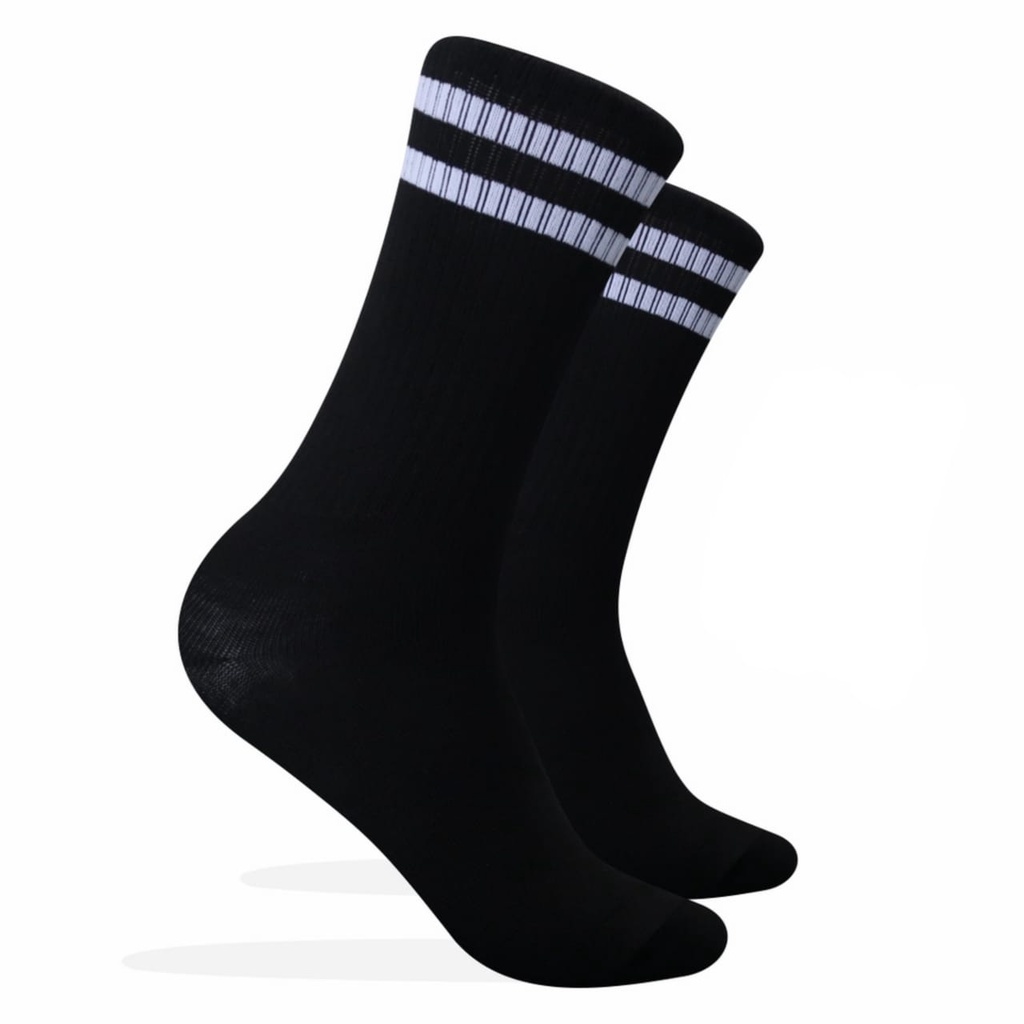 Kaos Kaki Motif Garis 2 Dasar Hitam ( G26 )