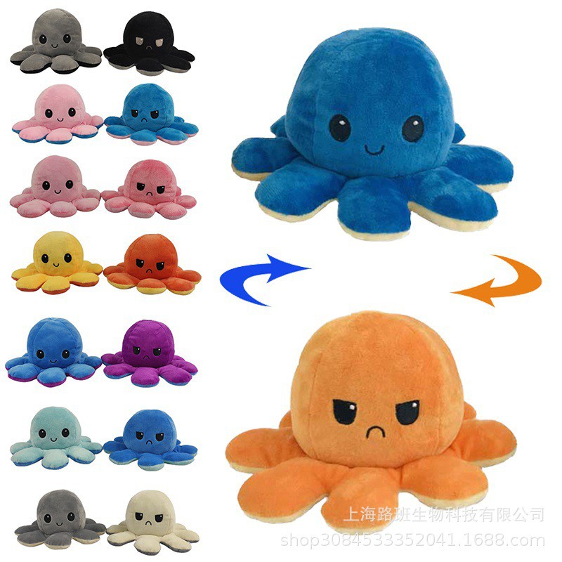 [CO 1K] Soft Tiktok Cute Toys Reversible Bipolar Octopus Doll Toy Plush Mood Switcher boneka cumi ti