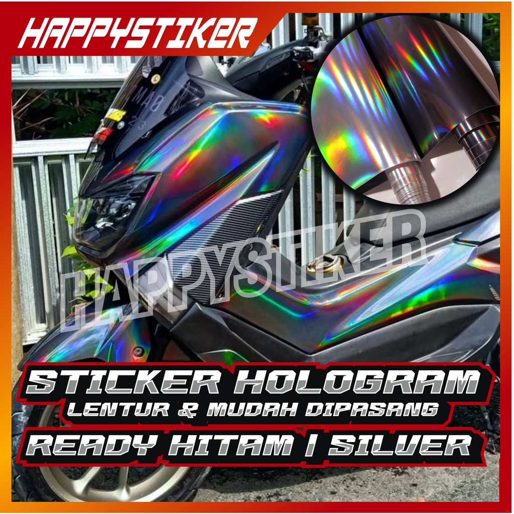 Sticker Skotlet Hologram Lentur / Sticker Hitam Hologram /  Sticker Hitam Laserchrome / skotlet silv