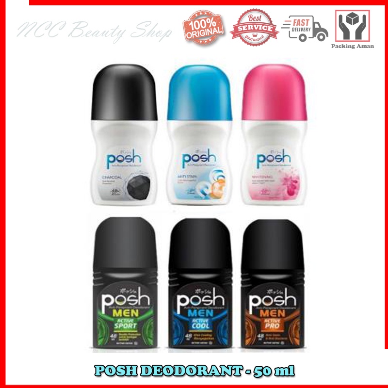 * NCC * POSH Deodorant Roll On Anti Bacterial Protection Whitening Anti Bau Ketek - Netto 50 ml