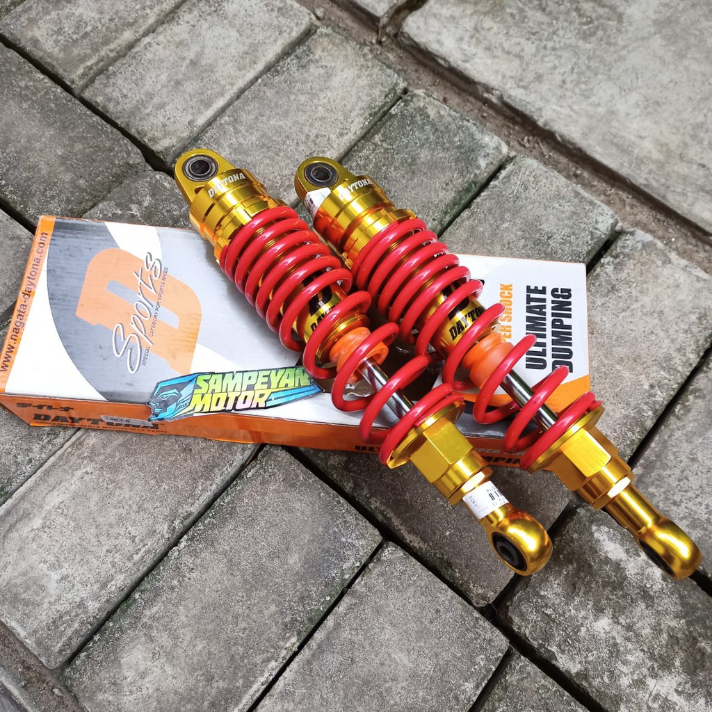 Shock Sok Shockbreaker Skok Belakang Original Daytona Racing SR 320mm Gold Ulir Per Merah Tiger Mega