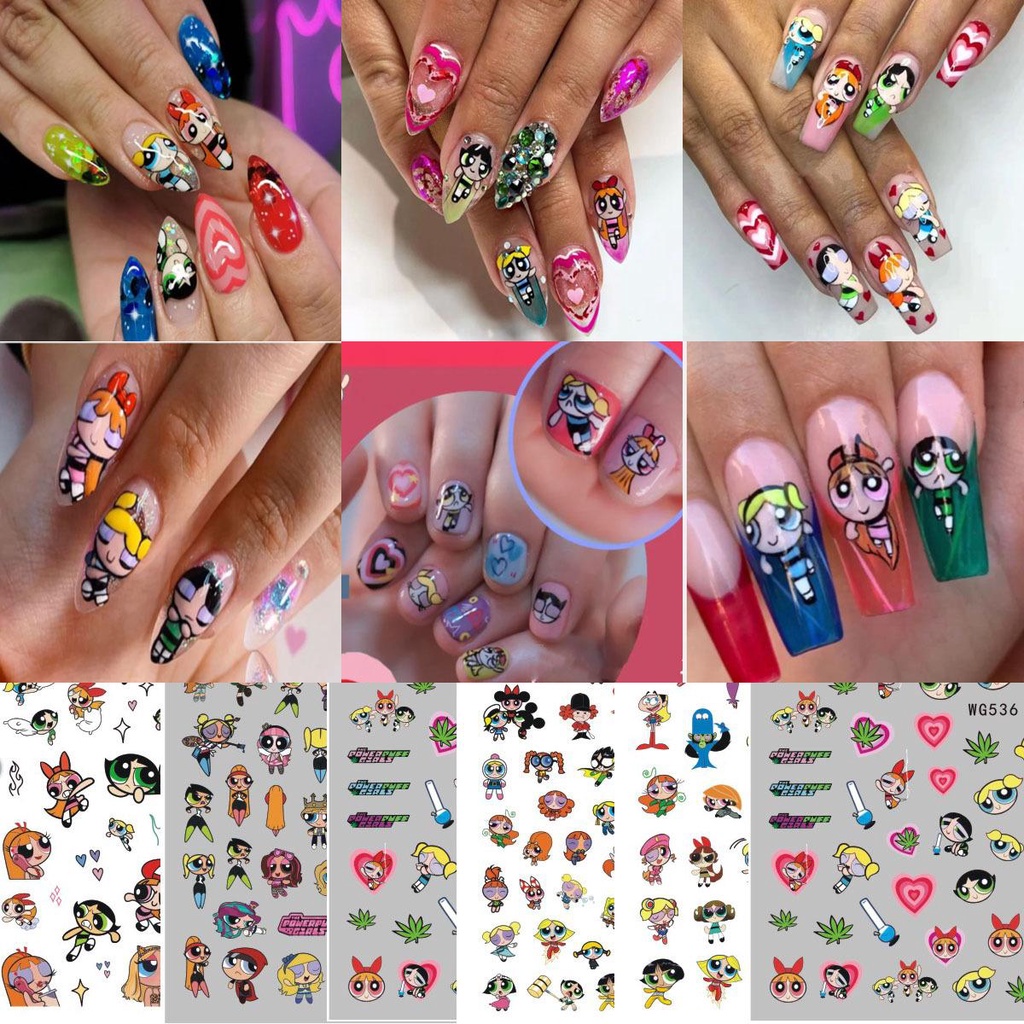 Agustina Stiker Nail Art Desain Lucu Terbang Di Langit Kartun Policewoman Nail Art Dekorasi