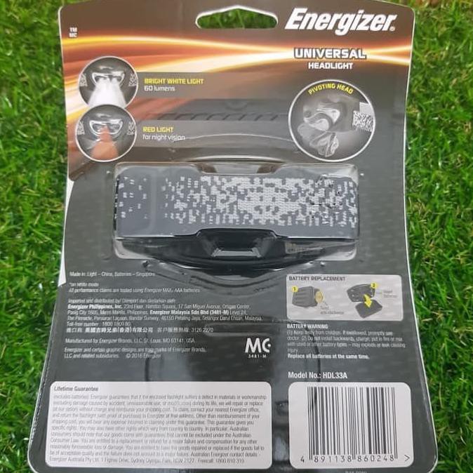 Terlaris Headlamp Energizer 3 Led / Senter Kepala Energizer 3 Led