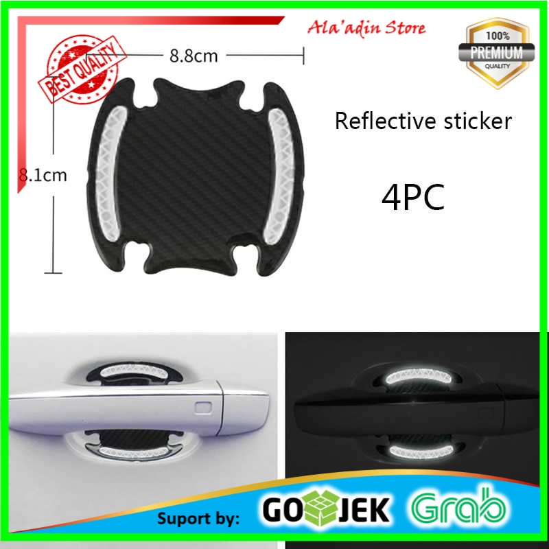 Cuci Gudang Seametal Reflective Sticker Gagang Pintu Mobil Carbon Fiber 4PCS 1185