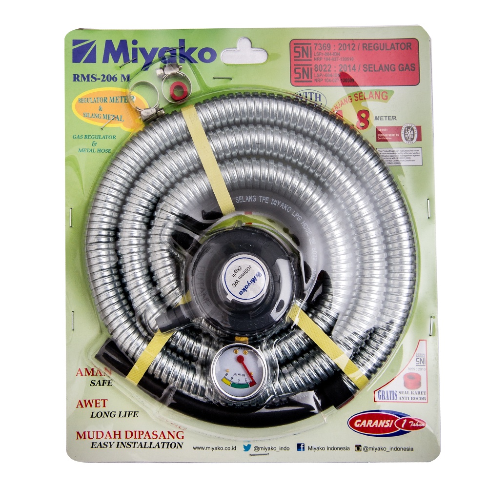 Miyako RMS 206 M Selang dan Regulator Gas [1.8 Meter]