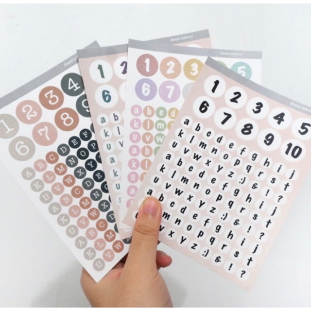  Sticker  circle number and alphabet angka dan huruf  by 