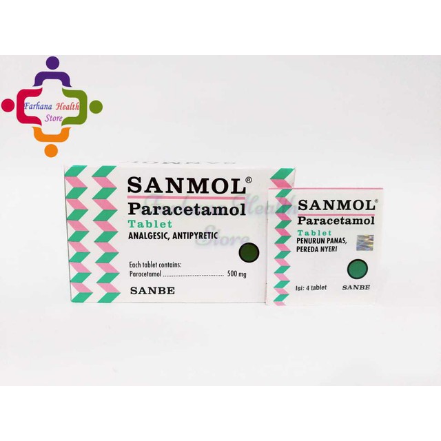 Original Sanmol 500 mg Strip 4 Tablet / untuk demam dan pusing dewasa