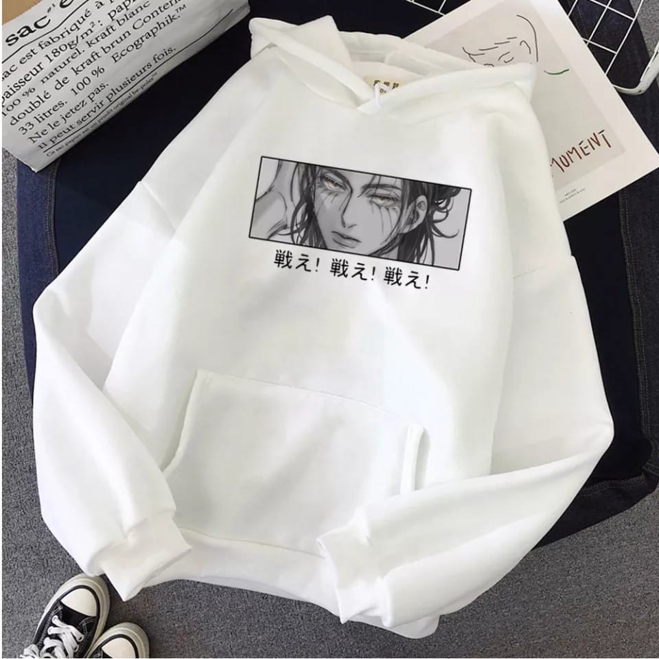 ANIME HOODIE UNISEX EREN JAEGER TEBAL TERBARU,