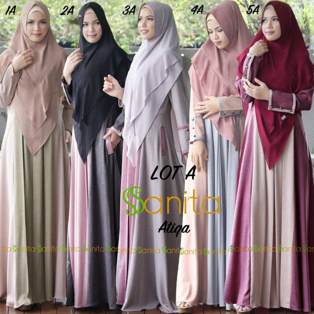 GAMIS ATIQA BY SANITA/gamis dewasa/pakaian wanita/baju muslim/setelan/khimar/syari/hijab/formal