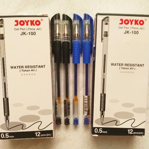 

Gel pen joyko jk 100 0,5 mm tinta hitam dan biru