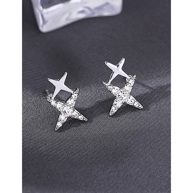 LRC Anting Tusuk Fashion Golden Star Stud Earrings With Diamonds D59120