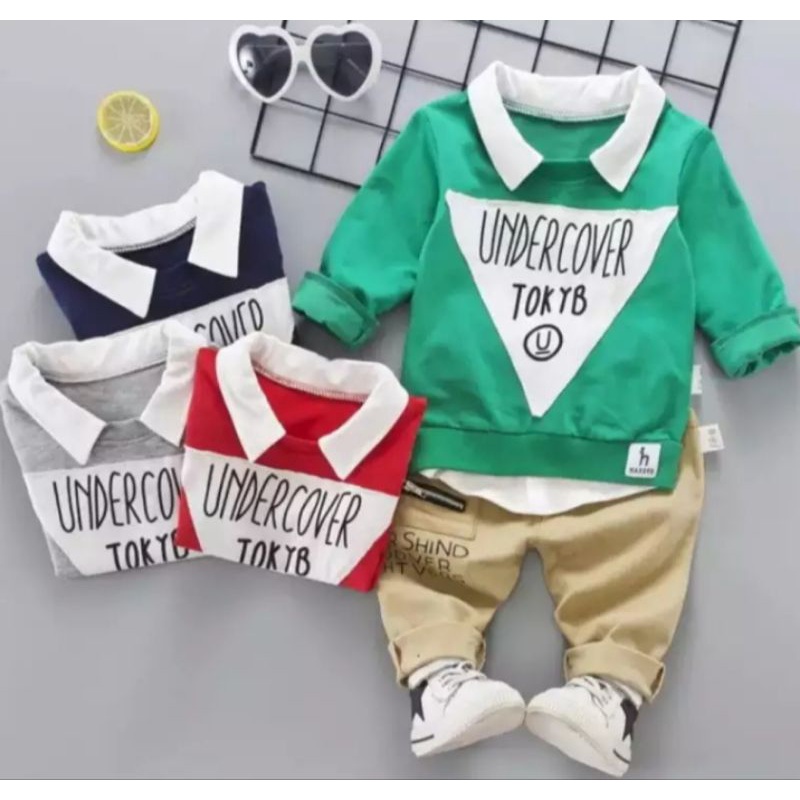 Flecce Bebyterry|Setelan Sweater jogger Anak Laki-laki Motif ONDER COVER Anak 1-5 Tahun