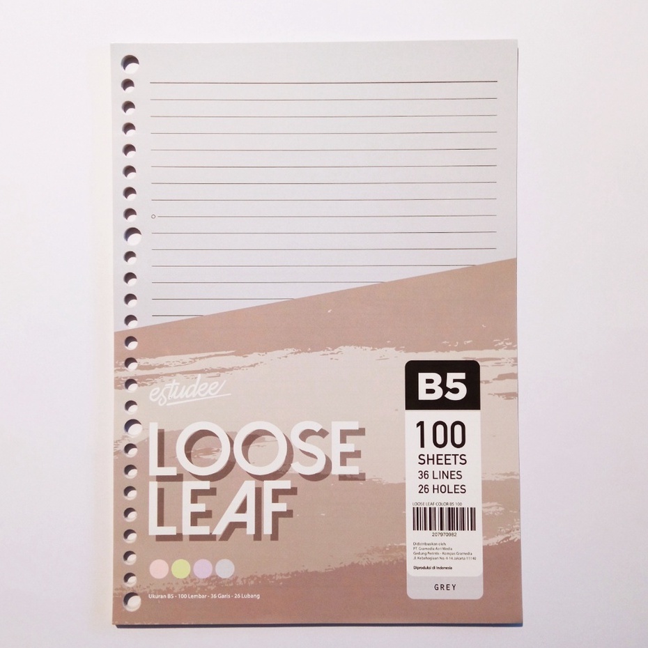 Gramedia Yogya - Estudee Loose Leaf Color B5 100 Lembar Grey / Kurnia Agung