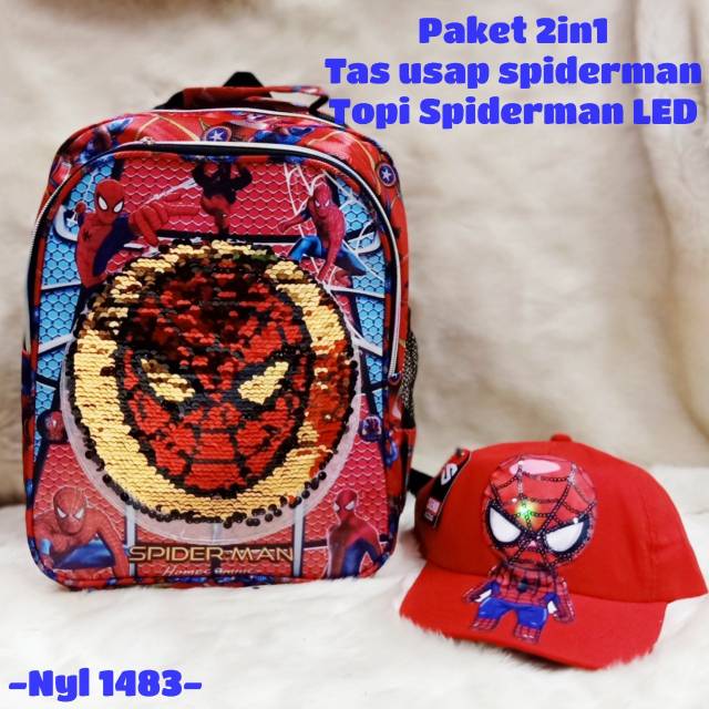 Tas anak usap superhero free topi led