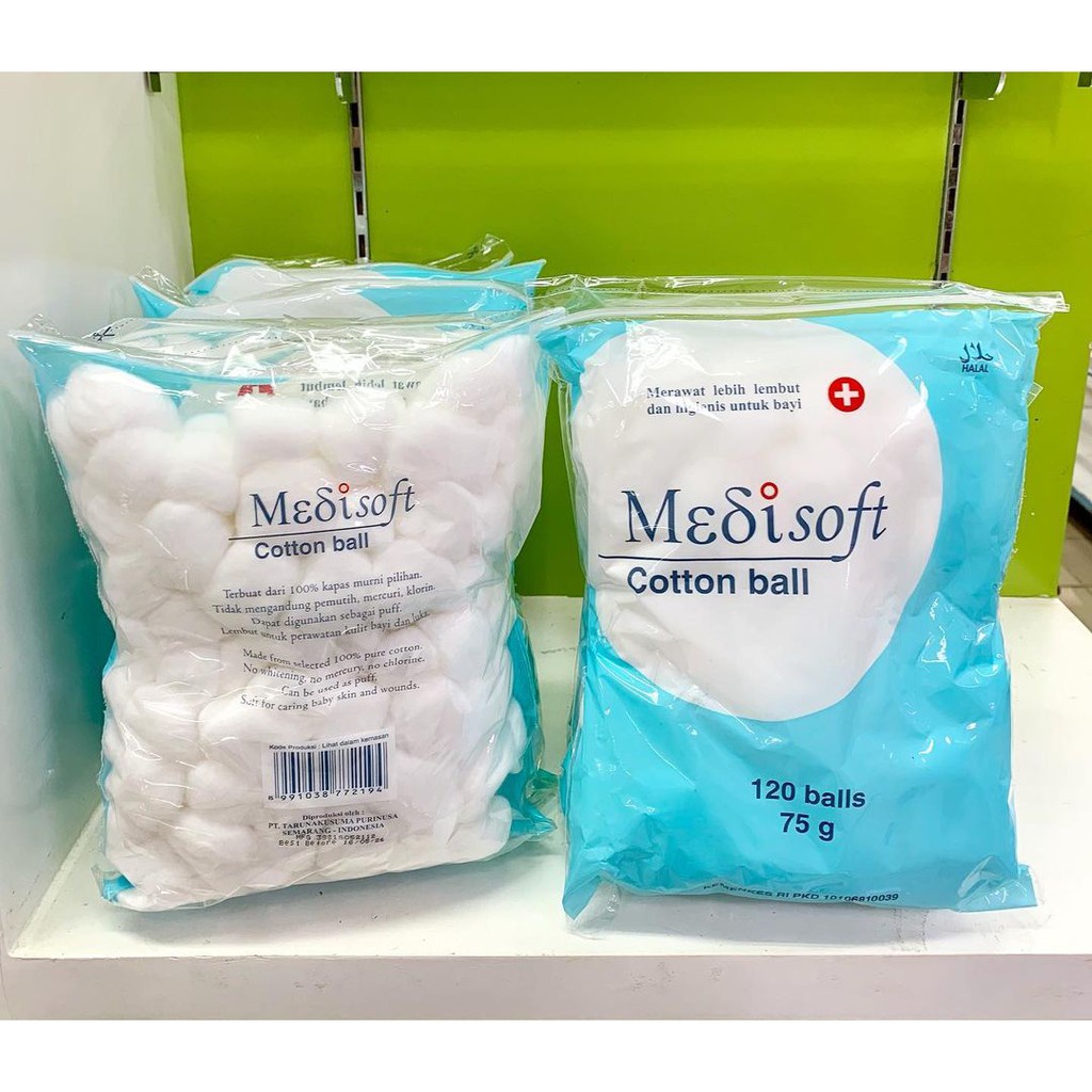 MEDISOFT Cotton Ball 75g - isi 120 - Bola Kapas - Kapas Bulat