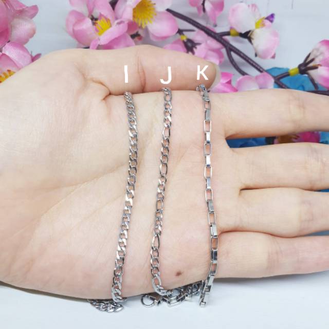 kalung titanium import uk 45cm-60cm lapis mas putih [KP-1]