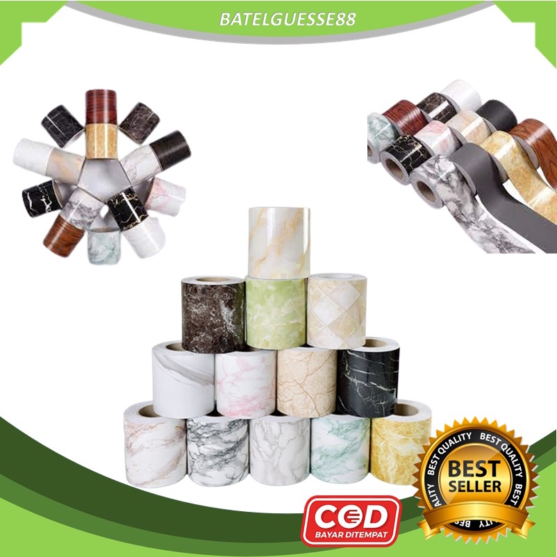 (B88) Termurah Wallpaper Sticker Border List Tembok Motif Marmer /border wallpaper/border list/borde
