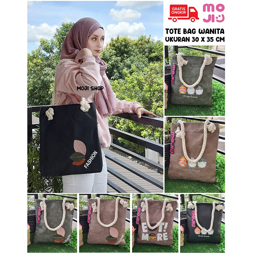 Moji Tas Tote Bag Wanita / Tas Multifungsi Trendy Import