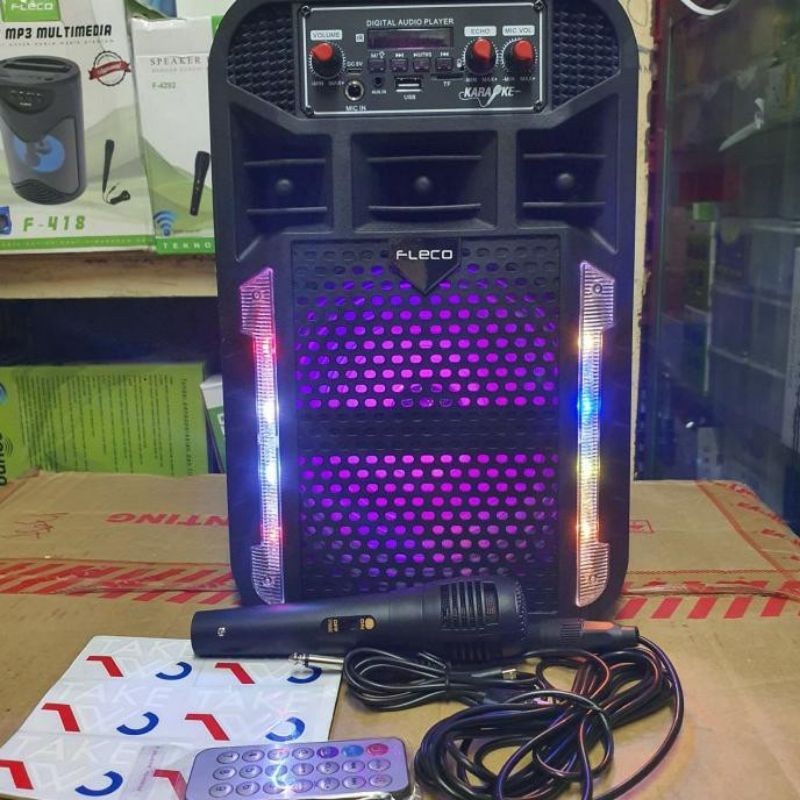 Speaker Bluetooth Portable Fleco F-8863 Gratis Microphone +Remote  Suara Bass