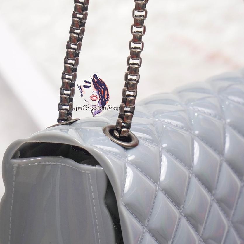 ♔ TAS JELLY GLOSSY IMPORT SIZE 22 CM ➬