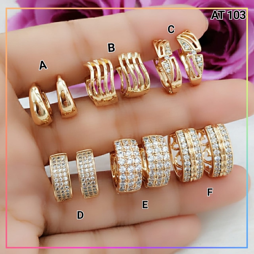 Anting xuping anting dewasa klip super cantik perhiasan lapis emas gold AT 103