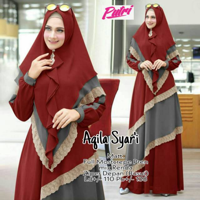 Aqila syari / gamis syari / gamis murah / gamis bagus / gamis casual