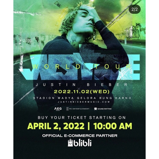 Tiket Justin 2 November 2022