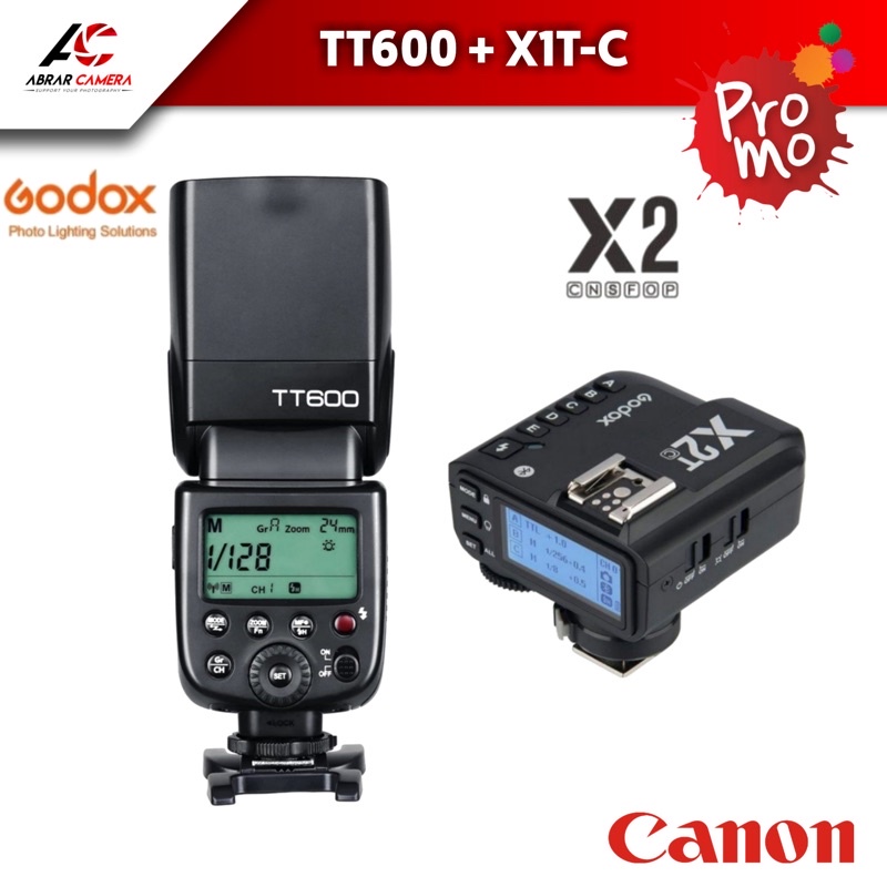 Paket Flash Godox TT600 + Trigger X2T-C X2T C for Canon / Triger X2T bukan X1T