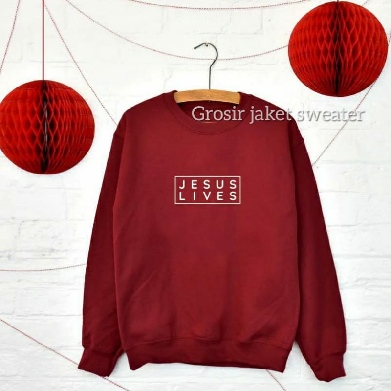 Jaket sweater basic pria wanita (JESUS LIVES)