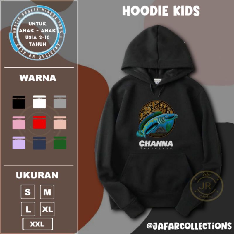 IKAN CHANA Jaket Hoodie anak channa blue pulchra unisex laki-laki perempuan / Hoodie jumper anak cha