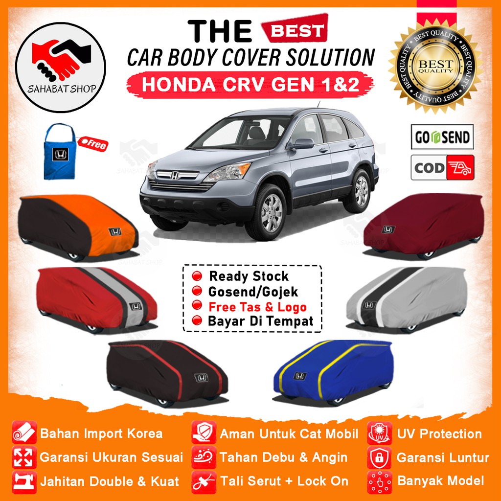 Sahabat Body Cover Mobil CR-V / Sarung Penutup Honda CRV Gen 1 Gen 2 Outdoor / Selimut Tutup Mantel Pelindung Kerudung Jas Kelambu Kerodong Mantol Pembungkus Tutupan Bungkus Terpal Mobil CRV Waterproof Anti Air Model Orange