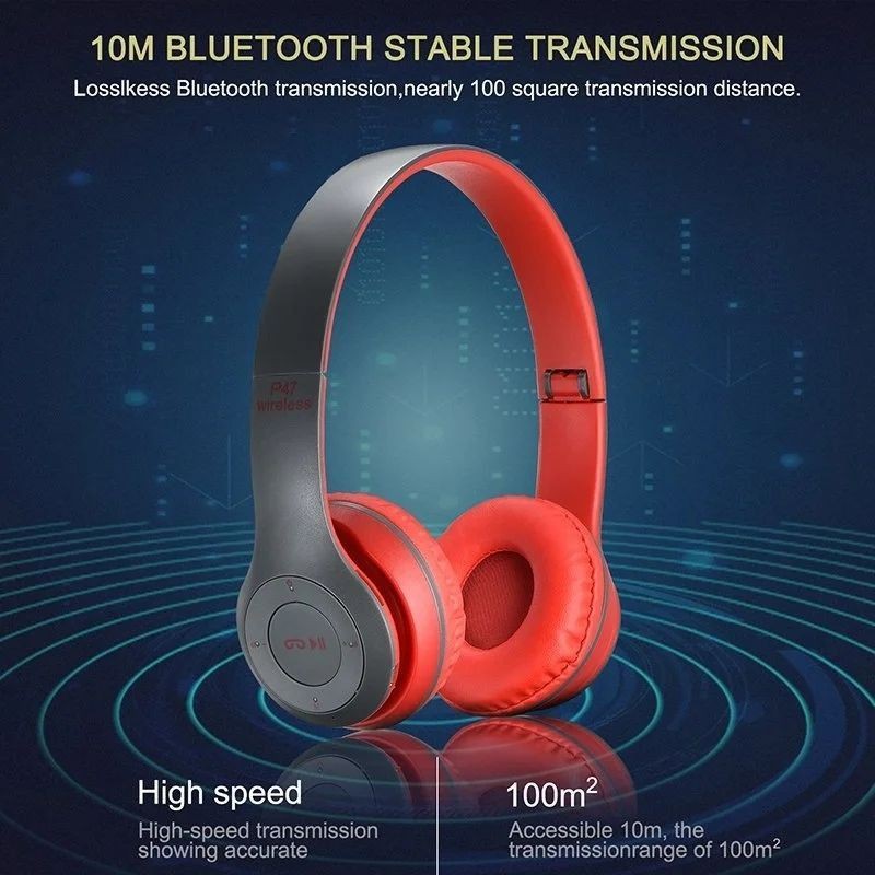 EARPHONE WIRELESS MUSIC HEADSET BLUETOOTH DJ[P-47]