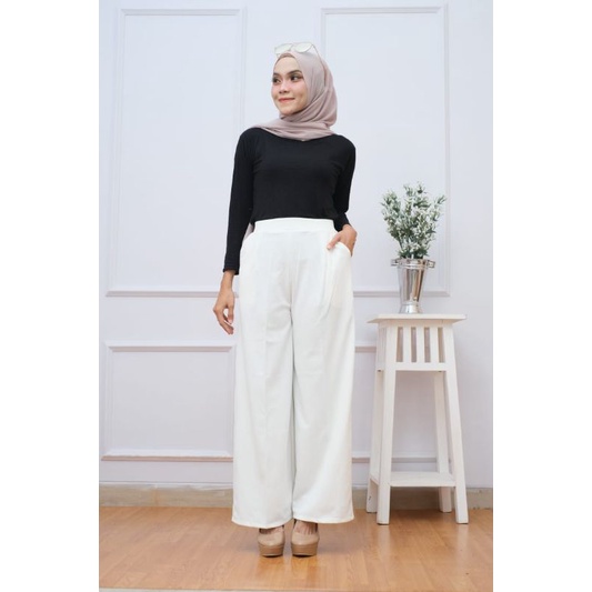 Celana kulot scuba / kulit scuba wanita / kulot scuba premium / kulot scuba hitam putih / hightwaist