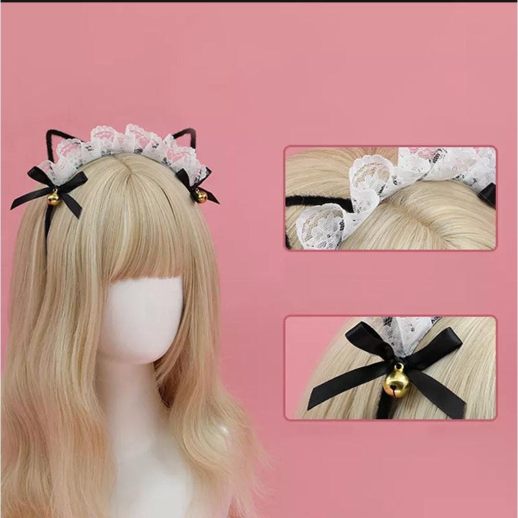 rcsbeauty - Bando kuping renda bando untuk cosplay bando kuping kucing bandana