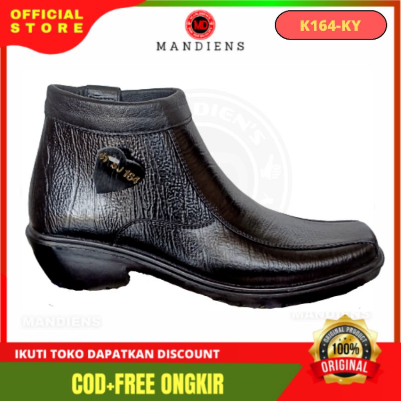 MANDIENS Sepatu Boots Pria Kulit Asli Medali K164 - Sepatu Kulit Pdh Tni Polri Security - Sepatu Putih Perwira