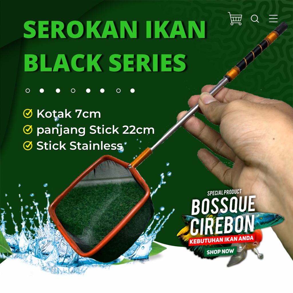 Serokan Ikan Cupang Black Stainless Kotak  Mental Stick Seser Kutir Encu Cangkang Artemia Exclussive