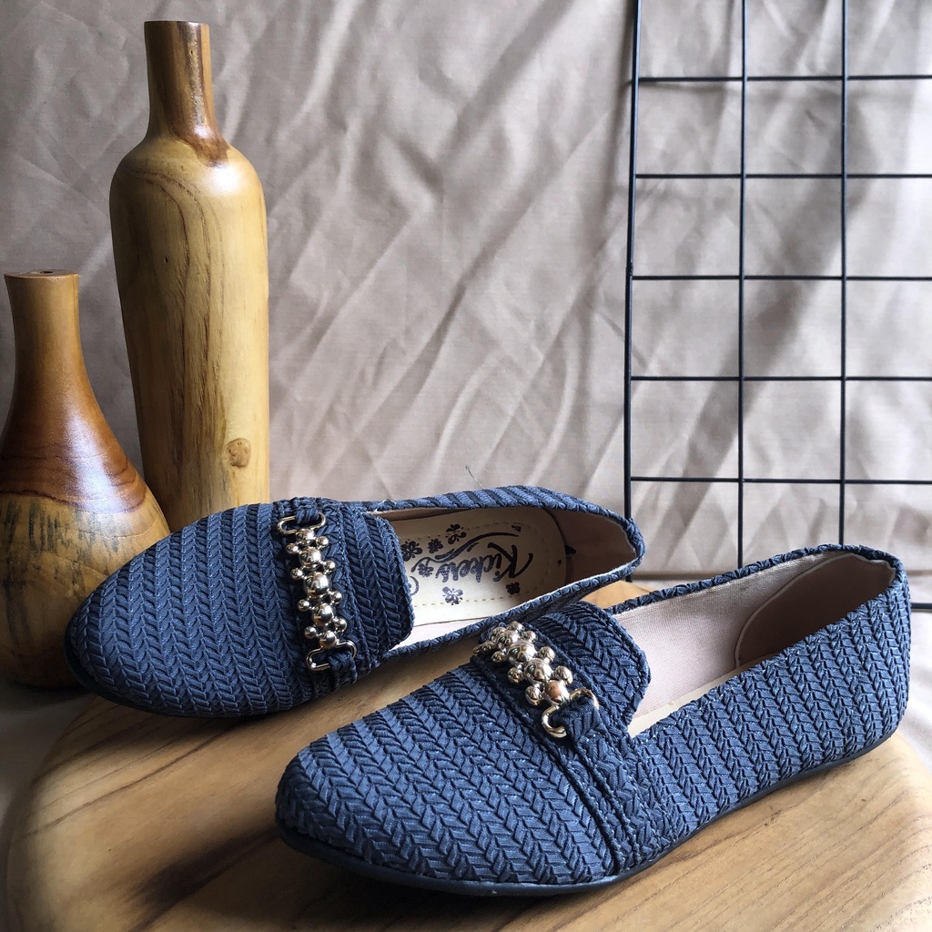 SEPATU FLATSHOES CEWEK RAJUT RANTAI TERLARIS TERCANTIK CASUAL FENI SHOES 2-Abu-abu