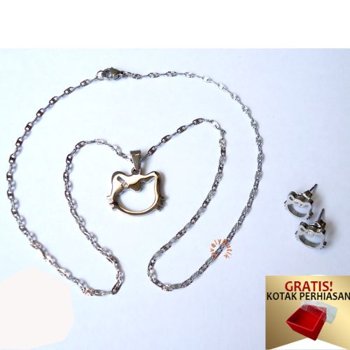 PROMO Gratis Kotak Perhiasan dan Bonus Anting - Kalung Titanium Anti Karat Cutie Frame Kalung Wanita Rantai Pecah Kopi Model Terbaru - Lovelybutik