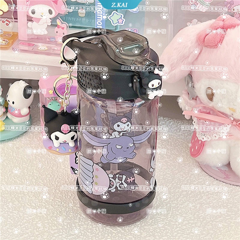 Sanrio Botol Minum portable 500ML Motif Kartun Sanrio Mymelody Dengan Sedotan + Liontin