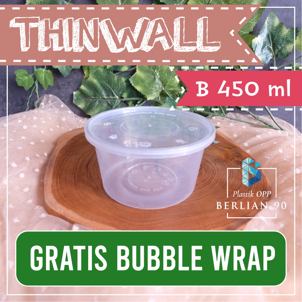 Thinwall Bulat 450 ml Thinwall Bulat Datar 450ml Mangkuk Plastik Tempat Salad