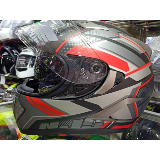 HELM NJS SHADOW MOTIF TITAN BLACK RED DOFF