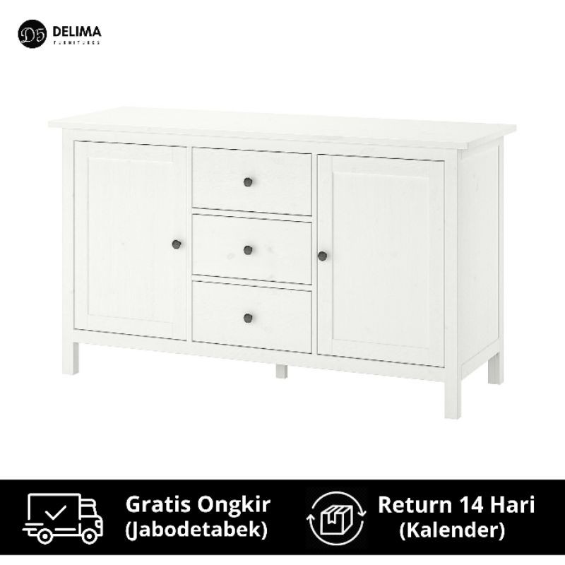 Sideboard Lemari Bufet Kabinet Kayu Solid Nuansa Alami, Putih