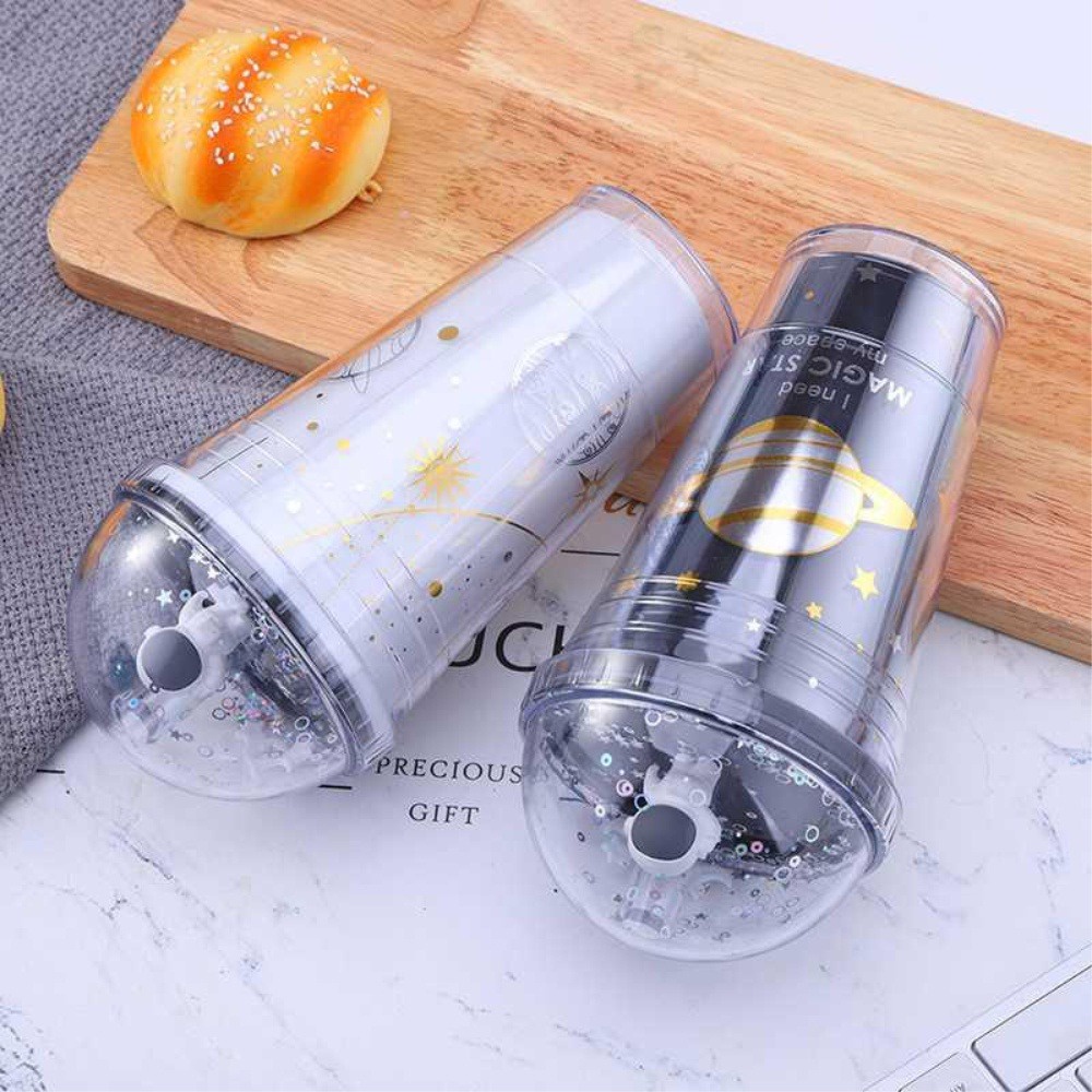 Botol Minum Tumbler + Sedotan Seri Bintang Planet Tempat Air Minum Sedotan Straw Large Water SH-8