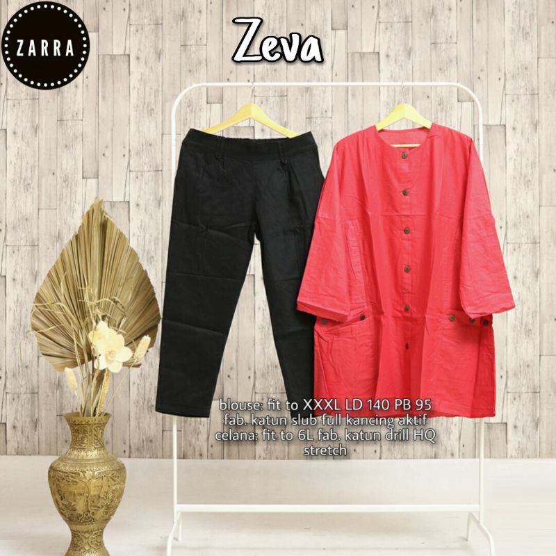 SETELAN TUNIK CELANA ZEVA BIG SIZE FASHION WANITA MUSLIM SUPER JUMBO