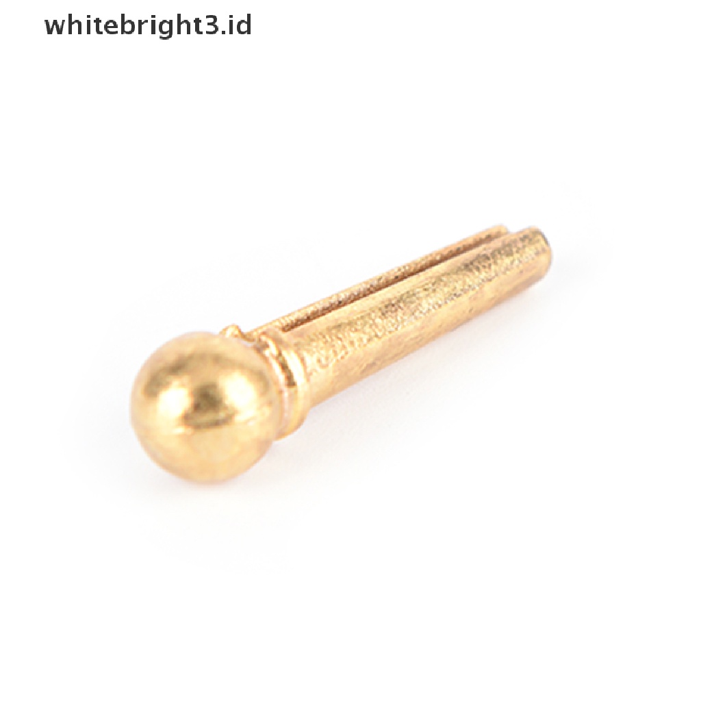 (whitebright3.id) 6pcs Pin Bridge Gitar Akustik Bahan Metal Warna silver / Emas