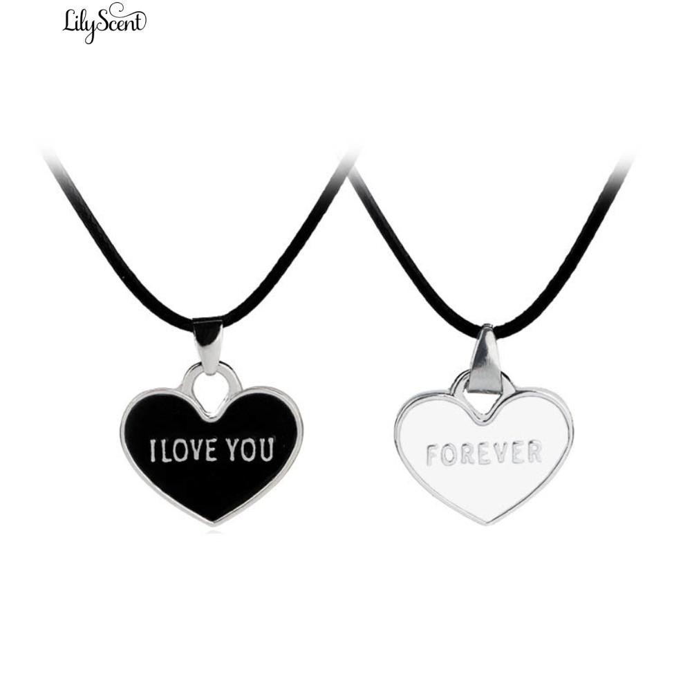 2 Pcs / Set Aku Mencintaimu Selamanya Surat Jantung Pasangan Kalung Valentines Gift